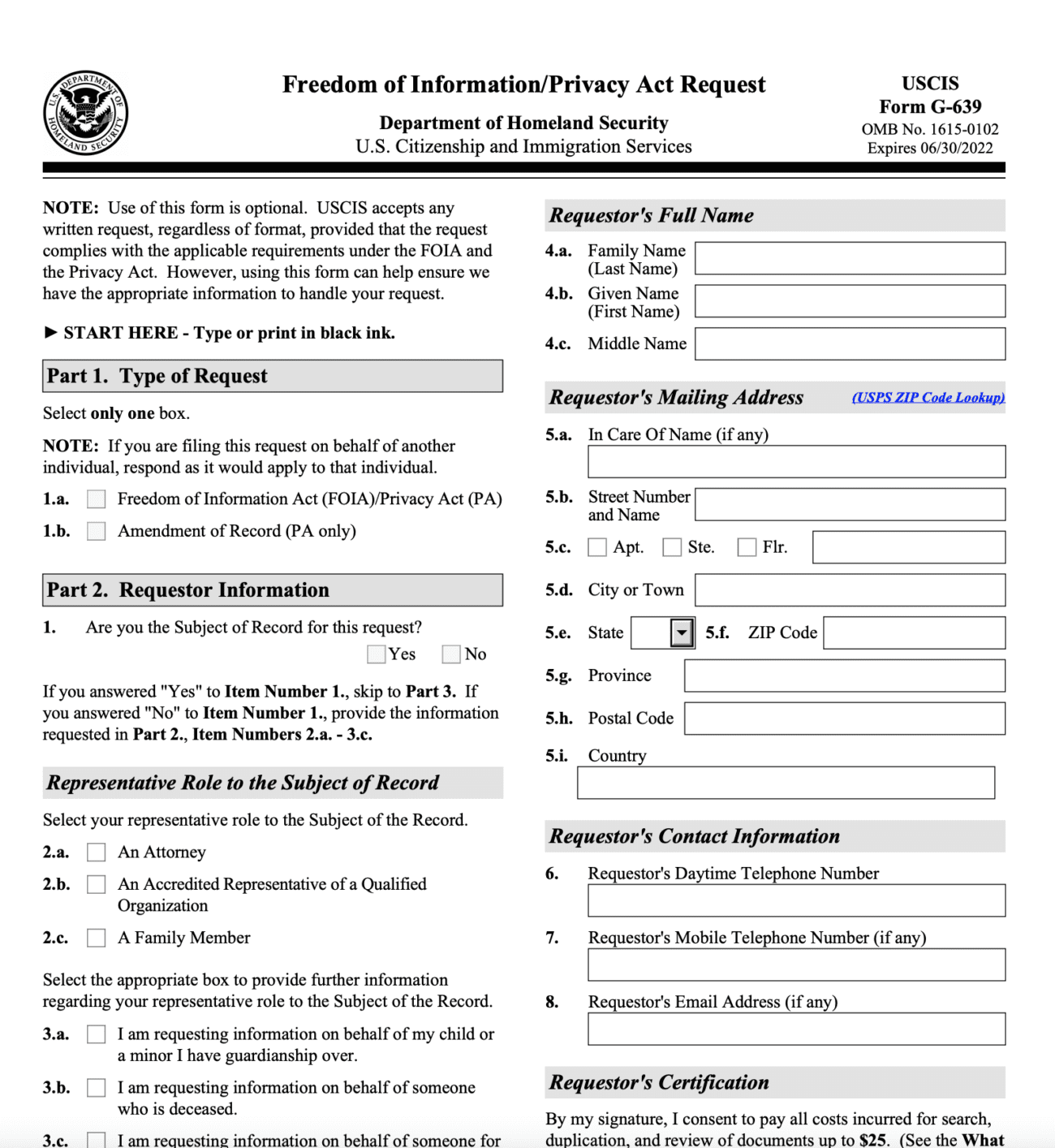 Complete Guide Form G-639 | Freedom of Information/Privacy Act Request