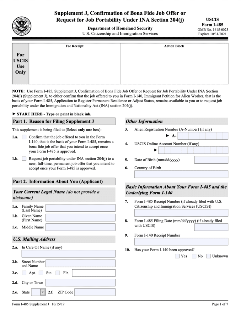 Form I485J Filing Guide Approval Notice, Fees, Receipt [2023]