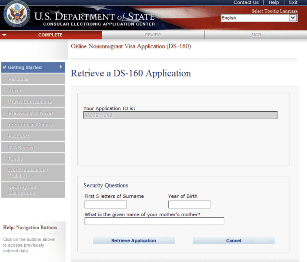 ds 160 visa application form pdf