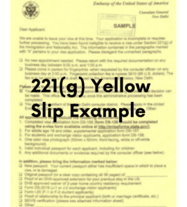 Yellow 221(g) Slip Example Photo