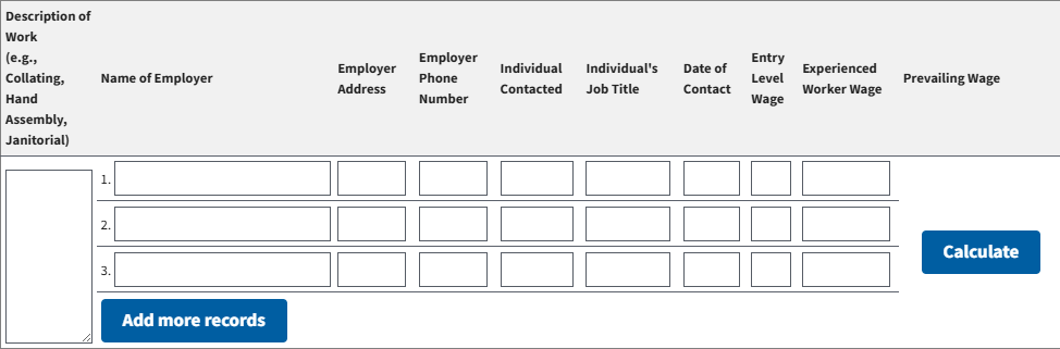 Prevailing wage calculator sample